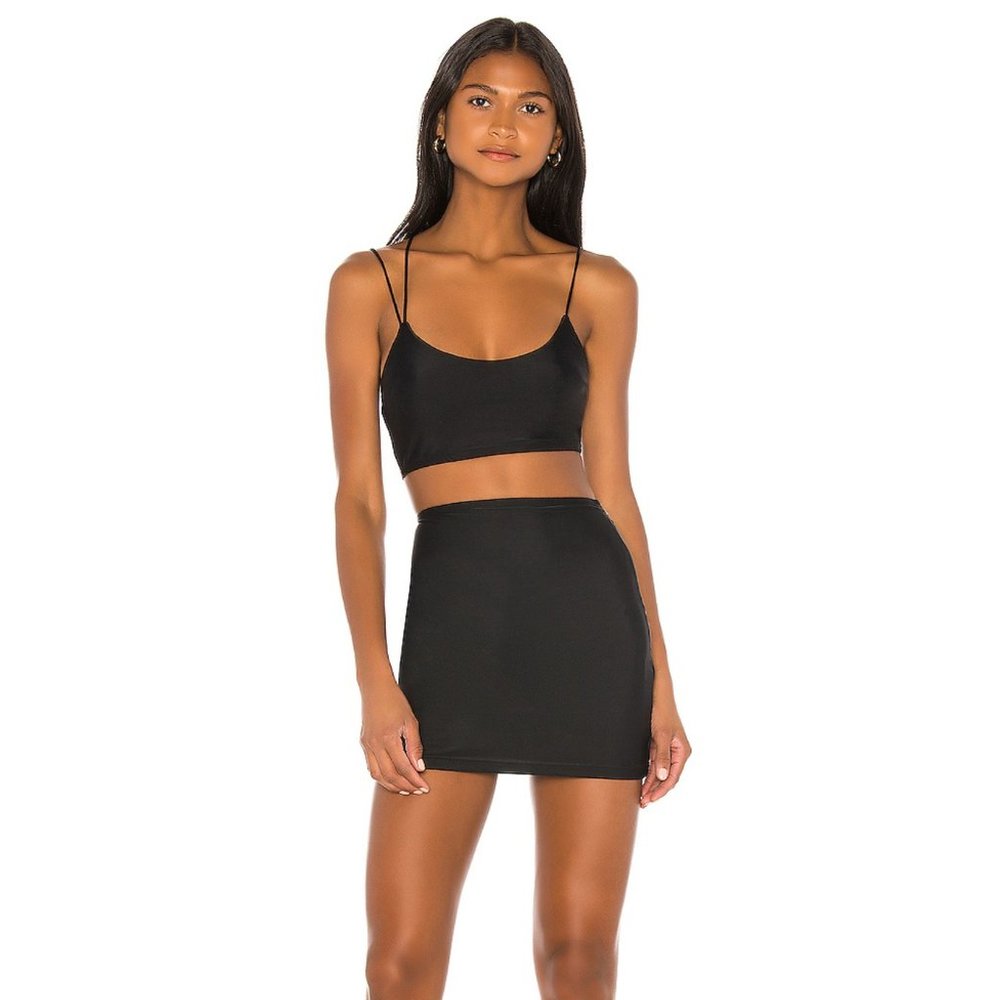 superdown Janelle Asymmetrical Skirt Set in Black